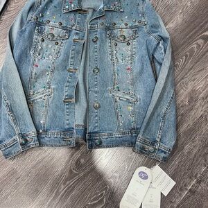 Diane Gilman Blue Denim Jacket with Silver Accents